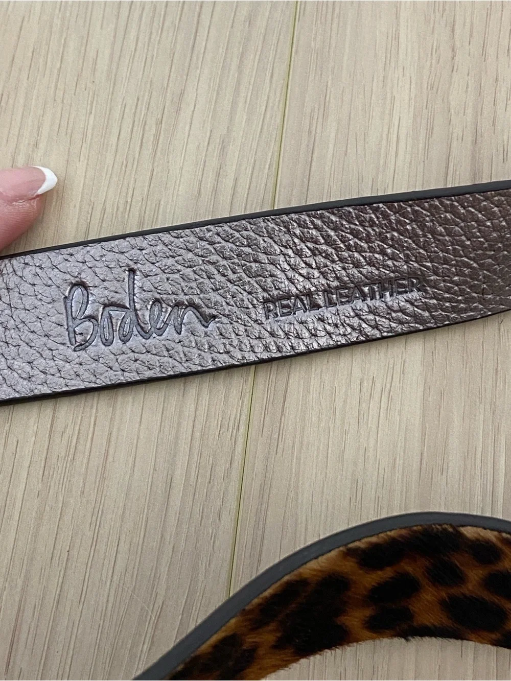 Boden Pony Hair Leather Leopard Print Belt size S